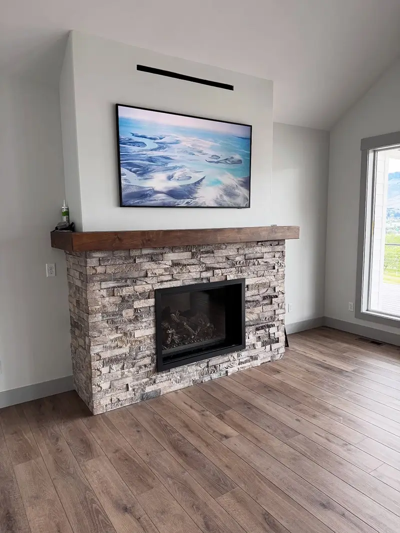 Samsung Frame installation above a fireplace in Tampa