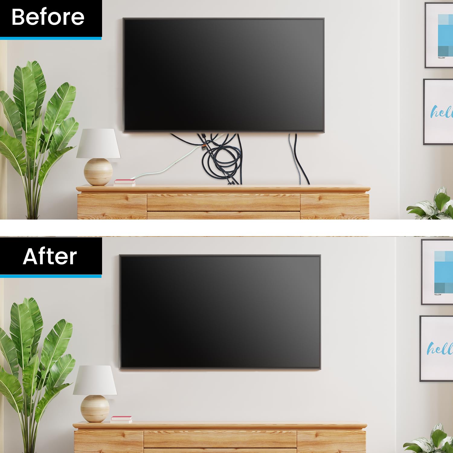 TV wall mounting with hidden wires